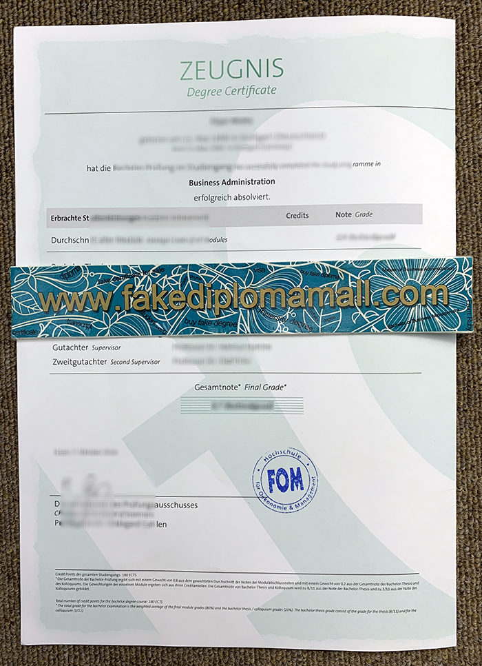 20190920153207 5d84f0f71c024 Genuine FOM Hochschule Diploma Zeugnis, FOM Degree Certificate