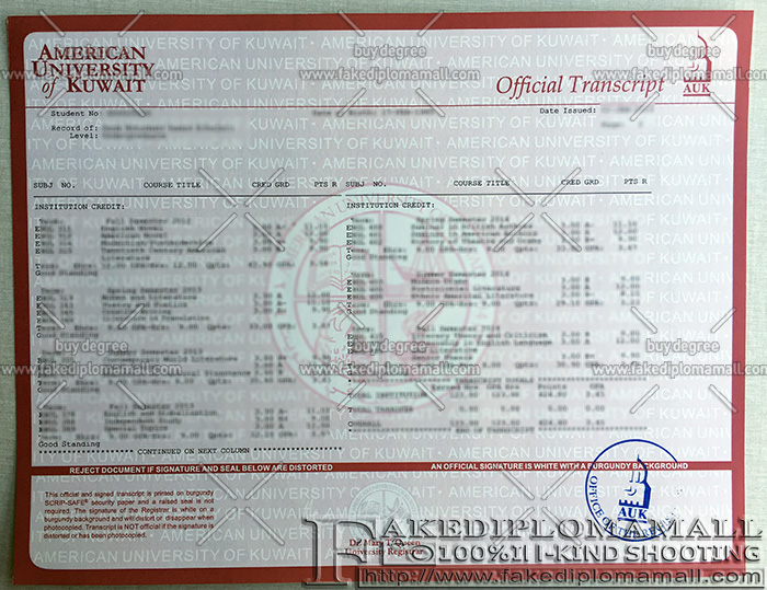 American University of Kuwait Transcript Template, Buy Fake Transcript Online Best Site To Get