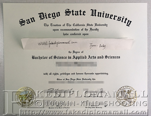 San Diego State University degree, SDSU bachelor degree, SDSU diploma certificate