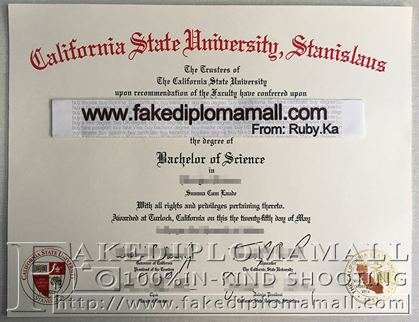 CSU Stanislaus degree certificate