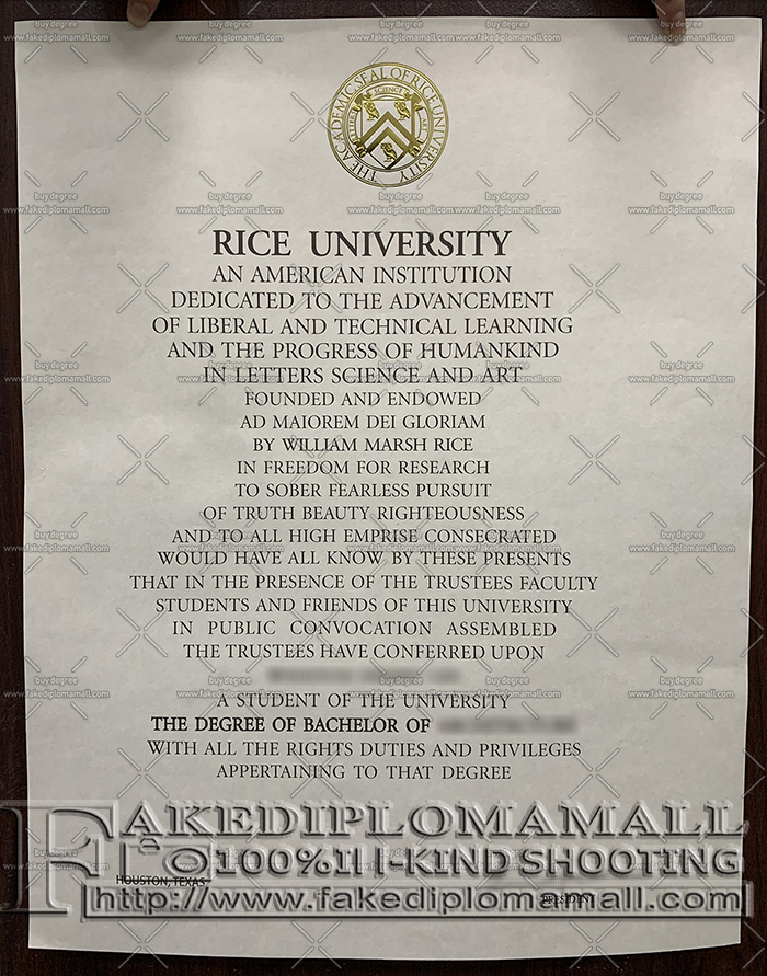 Rice University degree, Rice University diploma