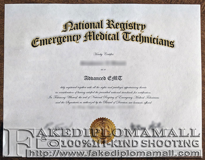 NREMT certificate, EMT certification, National Registry Emergency Medical Technicians certificate