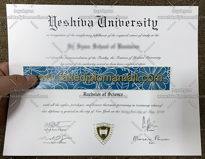 Yeshiva University degree, Yeshiva University diploma, Yeshiva University BSc degree sample