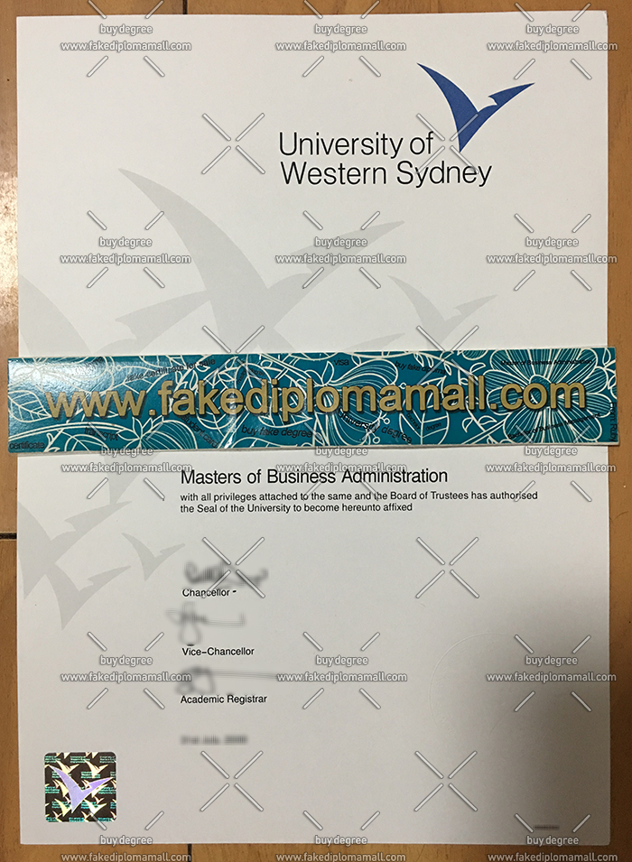 University of Western Sydney degree certificate