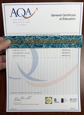 Fake AQA GCE Certificate 1 292x400 Samples