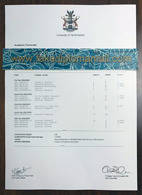 Fake University of Hertfordshire Transcript 290x400 Samples