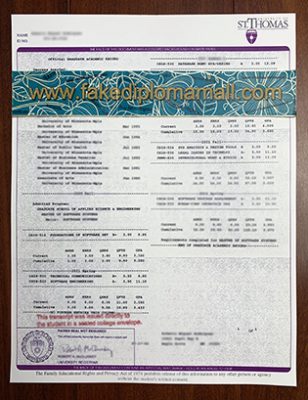 University of St.Thomas Transcript Template 308x400 Samples