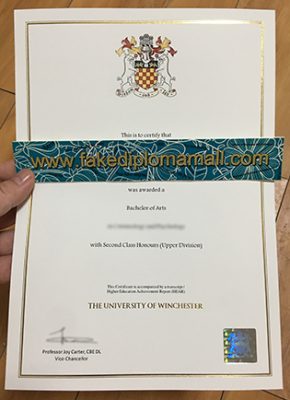 University of Winchester Fake Diploma 290x400 Samples